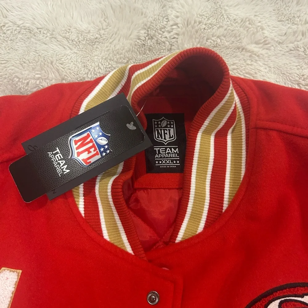 NFL 49ers Varsity Jacket - Red and White - Picture 2 of 4